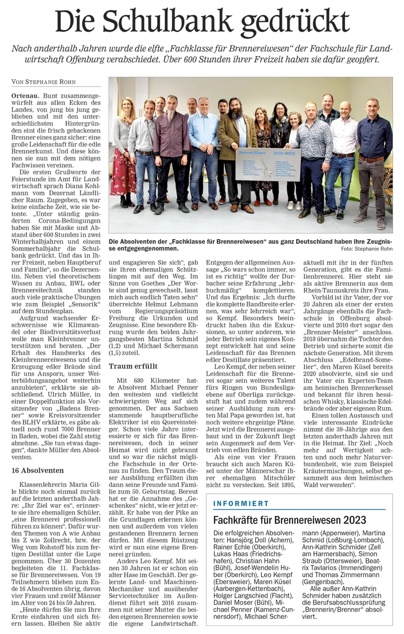 Zeitungsbericht Achern-Rench-Zeitung vom 8. April 2023